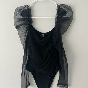 SHEIN Black Sheer Bodysuit